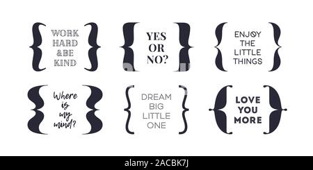 Halterung, Klammern, Klammern. Typografisch von geschweiften Klammern Stock Vektor