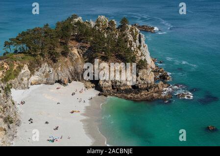 Plage de l'Ile Vierge Strand, Pointe de Saint-Hernot, Halbinsel Crozon, Finistère, Bretagne, Frankreich. Stockfoto