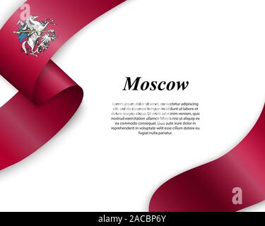 Winkende Band mit Flagge der Stadt Moskau. Für poster Design Template Stock Vektor