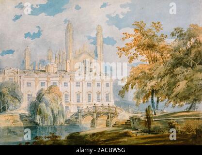 JMW Turner, Clare Hall und King's College Chapel Cambridge University vom Ufer des Flusses Cam, Landschaftsmalerei, 1793 Stockfoto