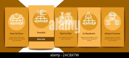 Autodiebstahl Onboarding Elemente Icons Set Vector Stock Vektor
