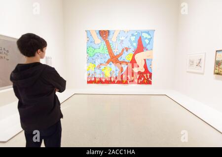 Keith Haring, Michael Stewart - USA für Afrika, Guggenheim Museum, Fifth Avenue, New York City, Vereinigte Staaten von Amerika. Stockfoto