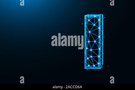 Schreiben I Poly niedrige Bauweise, Alphabet abstrakten geometrischen Bild, Schrift Drahtmodell mesh polygonalen Vector Illustration aus Punkten und Linien auf dunklem Blau Stock Vektor
