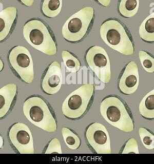 Nahtlose Hintergrund mit Avocado auf einem hellen Hintergrund Stockfoto