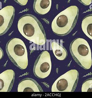 Nahtlose Hintergrund mit Avocado auf einem hellen Hintergrund Stockfoto