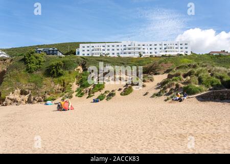 Saunton Sands Beach und Hotel, Saunton, Devon, England, Vereinigtes Königreich Stockfoto