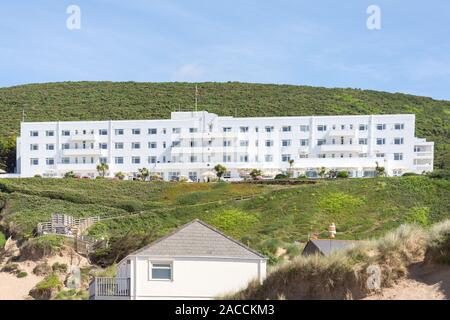 Saunton Sands Hotel vom Strand, Saunton, Devon, England, Vereinigtes Königreich Stockfoto