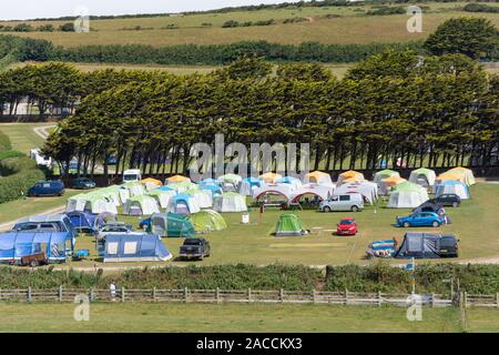 Campingplatz von Croyde Strand, Croyde, Devon, England, Vereinigtes Königreich Stockfoto