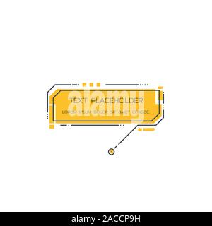 Text Beschriftung bubble line style Vektor. Infografik Sprechblase. Berater Abzeichen mit Text. Gelbe Textfeld mit Linien und Punkten auf weißem Hintergrund. Stock Vektor