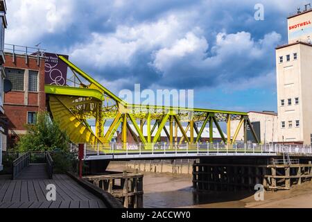 Drypool Brücke, Scherzer Rollen heben Klappbrücke, 1961, River Hull Kingston upon Hull, East Riding, Yorkshire, England Stockfoto