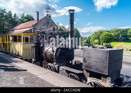 'Puffing Billy' Replik Lokomotive, Beamish Museum, County Durham, England Stockfoto