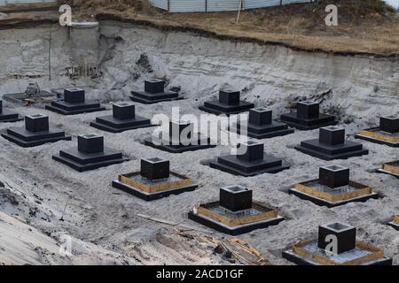 Konkrete Pfahlgründung für den Bau von Sands Stockfoto