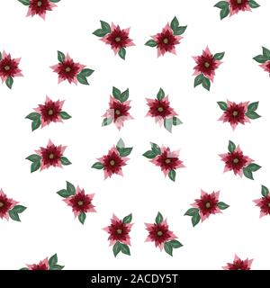 Aquarell Weihnachten floral background, nahtlose Muster wiederholen mit Weihnachtsstern Blumen Stockfoto