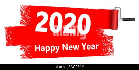 Rot gefärbten Farbroller Konzept für das Neue Jahr 2020 Stock Vektor
