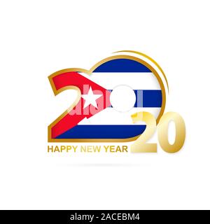 Jahr 2020 mit Kuba. Frohes Neues Jahr Design. Vector Illustration. Stock Vektor