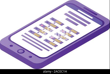 Violett smartphone Symbol, isometrische Stil Stock Vektor