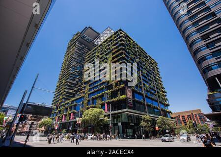 Allgemeine Ansichten mit einem zentralen Park, um Chippendale Grün, Sydney gebaut wird. Das Gebäude selbst wurde vom award-winning Pariser arc Stockfoto