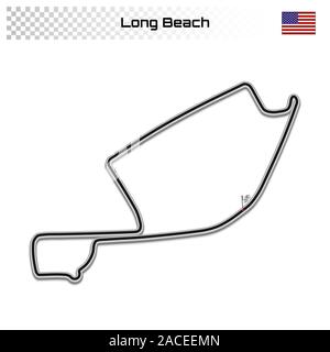 Long Beach circuit für Motorsport und Autosport. American Grand Prix Rennstrecke. Stock Vektor