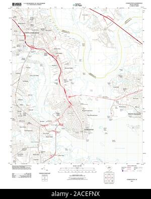 USGS TOPO Karte Südcarolina Sc Charleston 20110718 TM Wiederherstellung Stockfoto