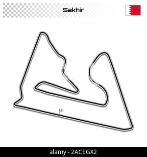 Sakhir Circuit für den Motorsport und Autosport. Bahrain Grand Prix Rennstrecke. Stock Vektor