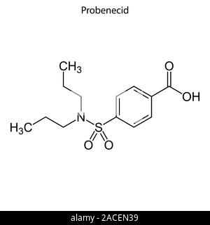 Skelettmuskulatur Formel von Probenecid (PROBALAN). Chemische Molekül. Stock Vektor