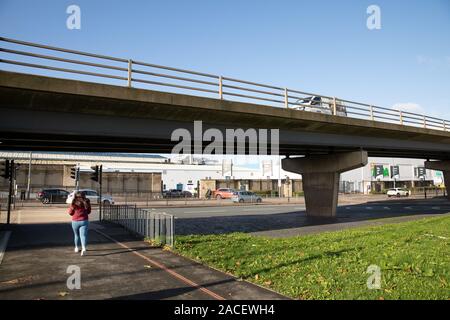 Die Birmingham Perry Barr Flyover Teil der Walsall Straße. Die Überführung kann als Teil der Regeneration für die Commonwealth Games 2022 abgerissen. Stockfoto