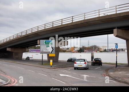 Die Birmingham Perry Barr Flyover Teil der Walsall Straße. Die Überführung kann als Teil der Regeneration für die Commonwealth Games 2022 abgerissen. Stockfoto