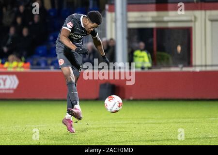 Utrecht, Niederlande. 02 Dez, 2019. Utrecht, 02-12-2019, Sportcomplex Zoudenbalch, Saison 2019/2020, Keuken Kampioen Divisie. Almere City player Shayon Harrison während des Spiels Jong Utrecht - Almere City Credit: Pro Schüsse/Alamy leben Nachrichten Stockfoto