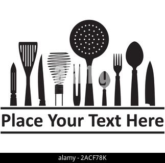 Abstrakte kochen Design mit Küchenutensilien für ihr Logo oder Emblem und Platz für Text Stock Vektor