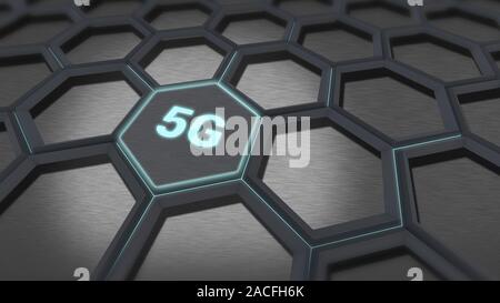 5G Mobile Netzwerk 3D-Rendering Stockfoto