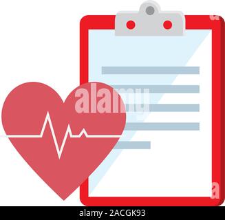 Herzfrequenz und Zwischenablage mit Papier Stock Vektor