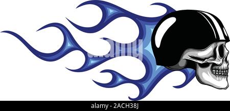 Vector Illustration der Schädel in Flammen mit dem Blut fließt Stock Vektor