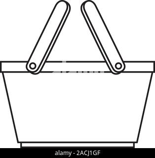 Warenkorb wicker Picknick Linienstil Symbol Stock Vektor