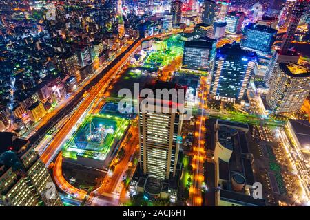 Antenne Nacht Blick von Yokohama, Stadtbild, Japan Stockfoto