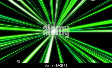 Eingabe green Space Warp. Zusammenfassung Hintergrund mit schnelles Fliegen helle Streifen. Speed Linie und Streifen in leuchtenden Tunnel fliegen. Stockfoto