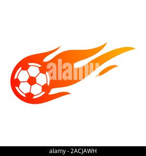 Fußball oder Fußball mit Feuer Flamme Symbol. Stock Vektor