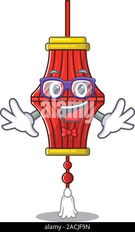 Super lustig Geek smart chinesischen Papierlaternen Maskottchen Cartoon Stil Stock Vektor