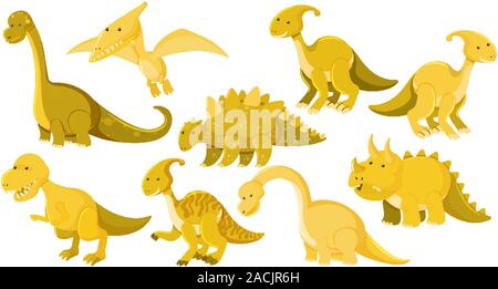 Viele verschiedene Arten von Dinosauriern Abbildung Stock Vektor
