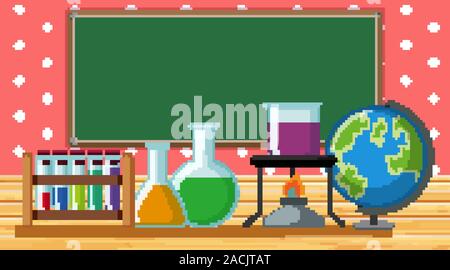 Schullabor mit vielen Geräten Abbildung Stock Vektor