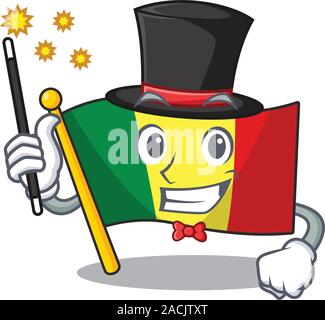 Cartoon Character Design der Flagge Mali Magier Stil Stock Vektor