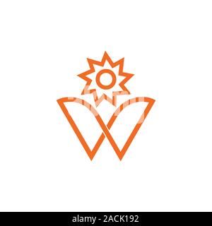 Sun Flower Buchstabe w logo Vektor Stock Vektor