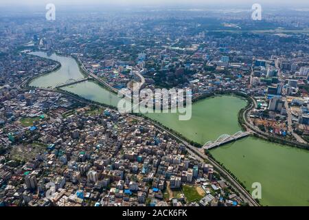 Luftaufnahme von Dhaka, der Hauptstadt von Bangladesch. Stockfoto