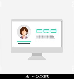 Social Network Website Drahtmodell Vorlage. Flache Vector Illustration auf Weiß Stock Vektor