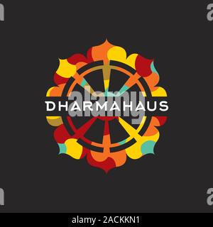 Dharma rad Vektor Logo. Dharma rad Symbol. Dharma rad Emblem. Stock Vektor