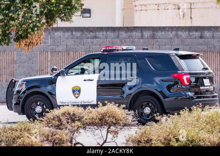 Aug 19, 2019 Burlingame/CA/USA - Seitenansicht von stationären Burlingame Polizei Fahrzeug Stockfoto