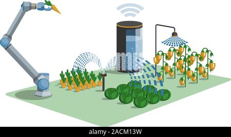 Smart Bauernhof mit Wireless Control. Vector Illustration. Stock Vektor