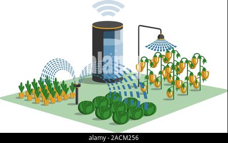 Smart Bauernhof mit Wireless Control. Vector Illustration. Stock Vektor