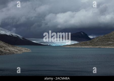 Blick von der Austdalsbreen Styggevatnet Stockfoto