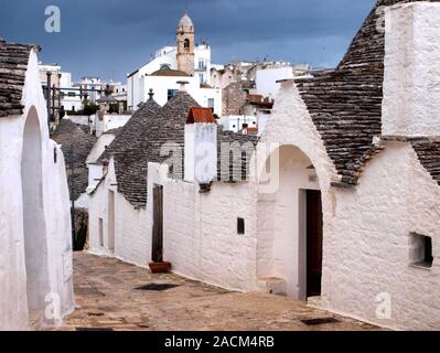 Trulli in Alberobello in Apulien in Italien Stockfoto