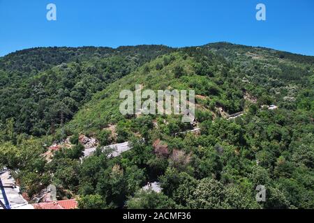 Der Blick auf die Rhodopen Gebirge, Bulgarien Stockfoto